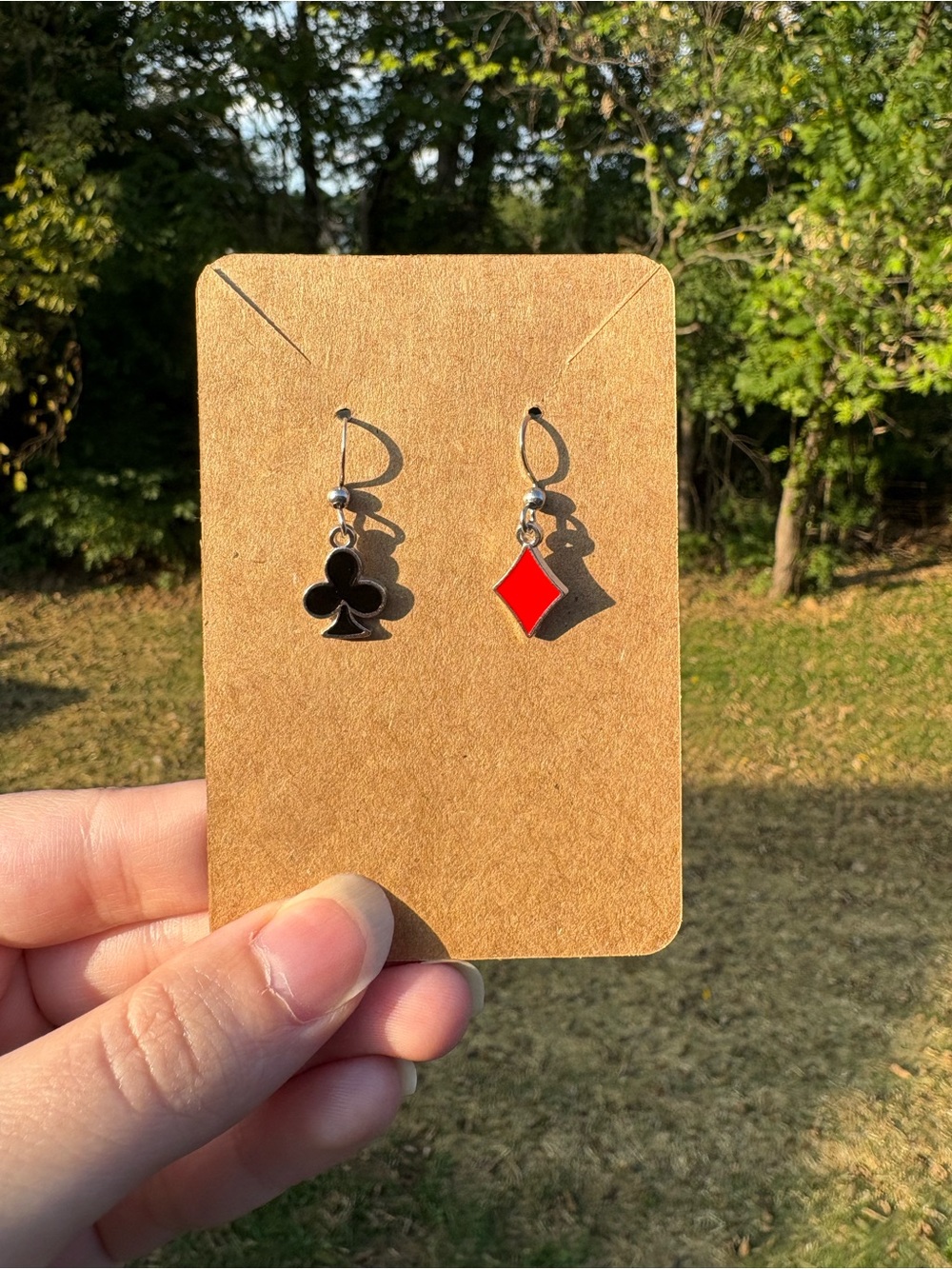Club/Diamond Silver Earrings